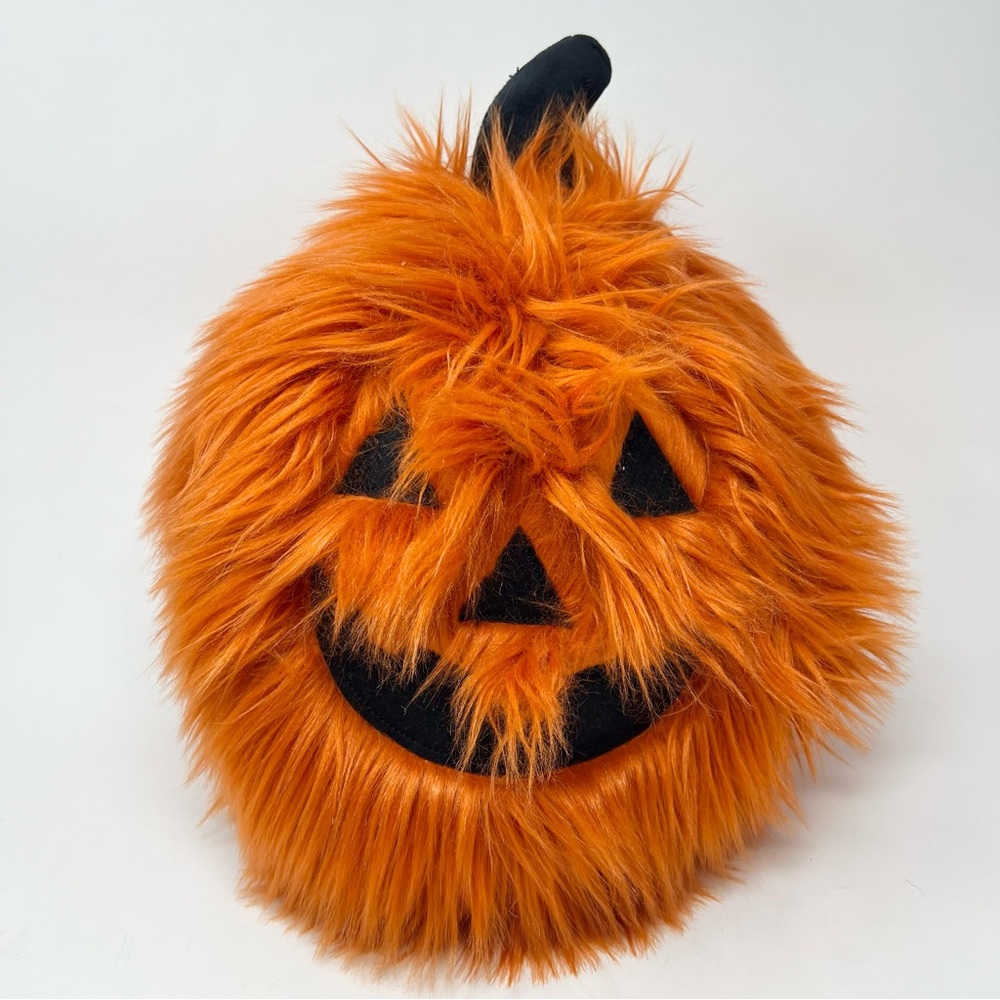 Cupcakes & Cashmere Round Fuzzy Pumpkin Decorative Pillow Whimsical Fun - Picture 1 of 7